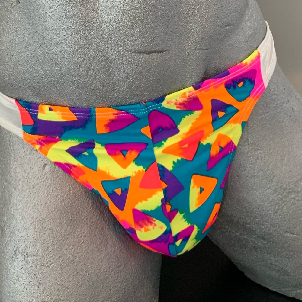 Neon Triangles in Nylon Spandex Swim S085*